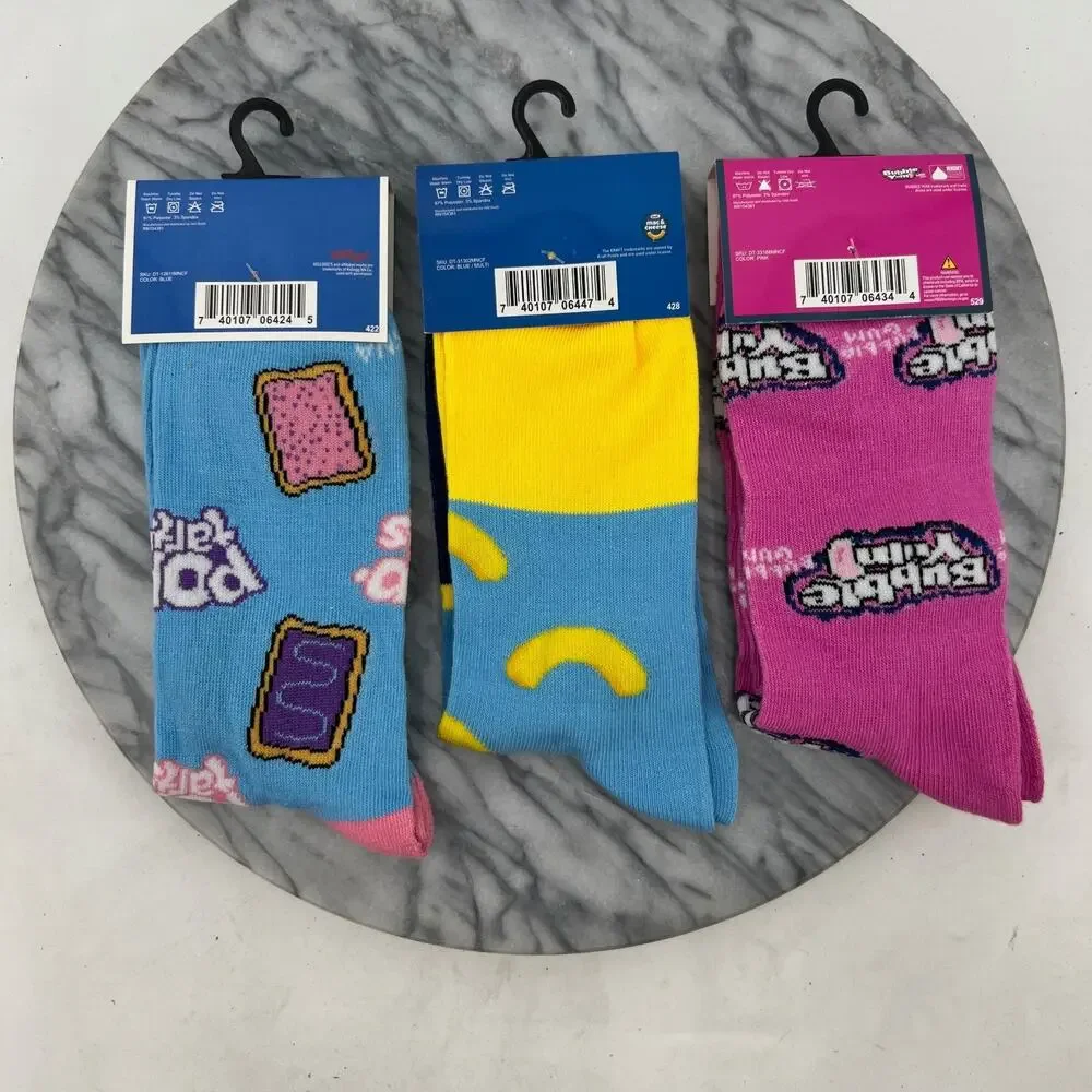 Pop Tarts, Kraft Mac & Cheese, Bubble Yum‎ Crew Socks Mens 6-12 Novelty 3 Pairs